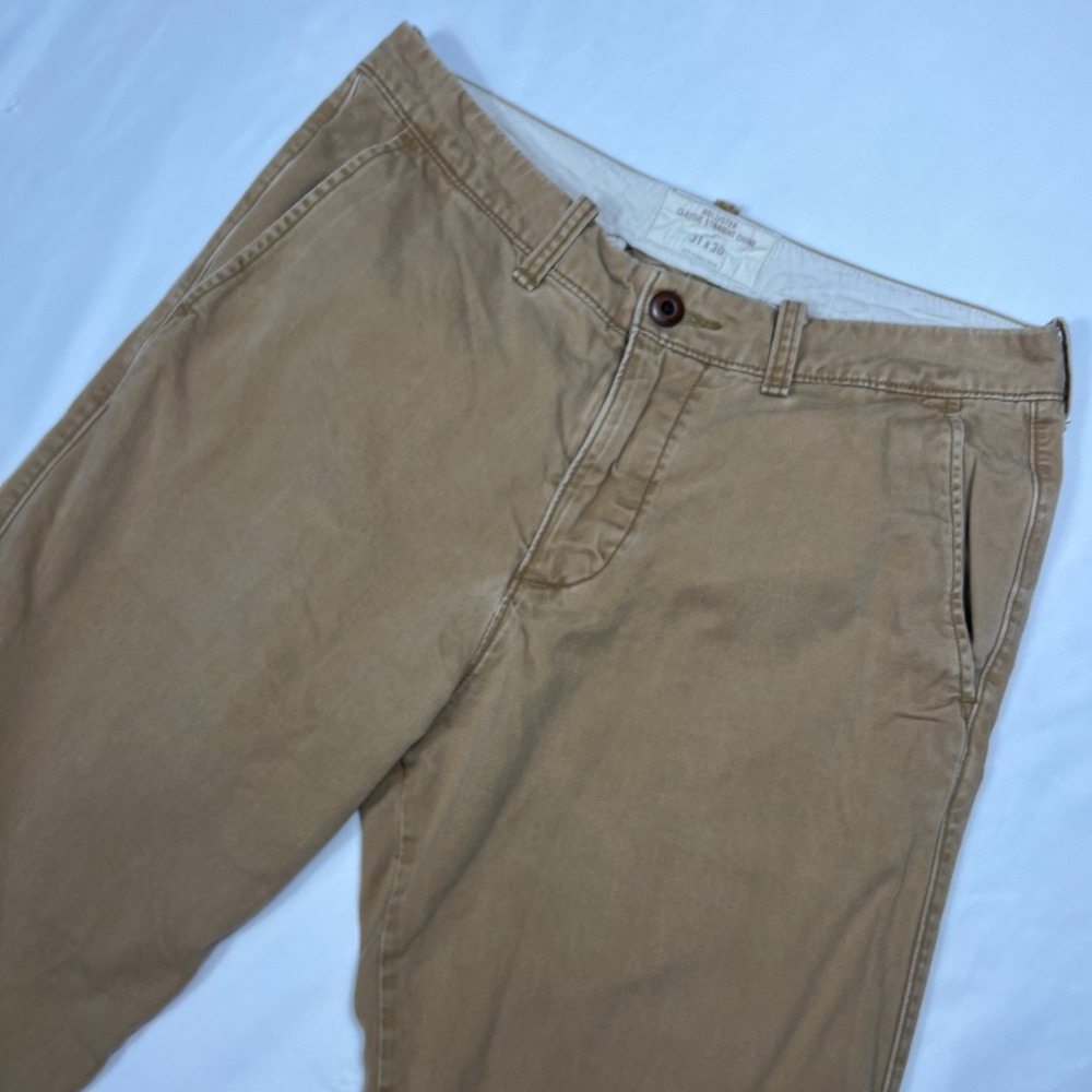 Hollister‎ Classic Straight Chino Mens 31x30 Tan Khaki 100% Cotton Pants Casual